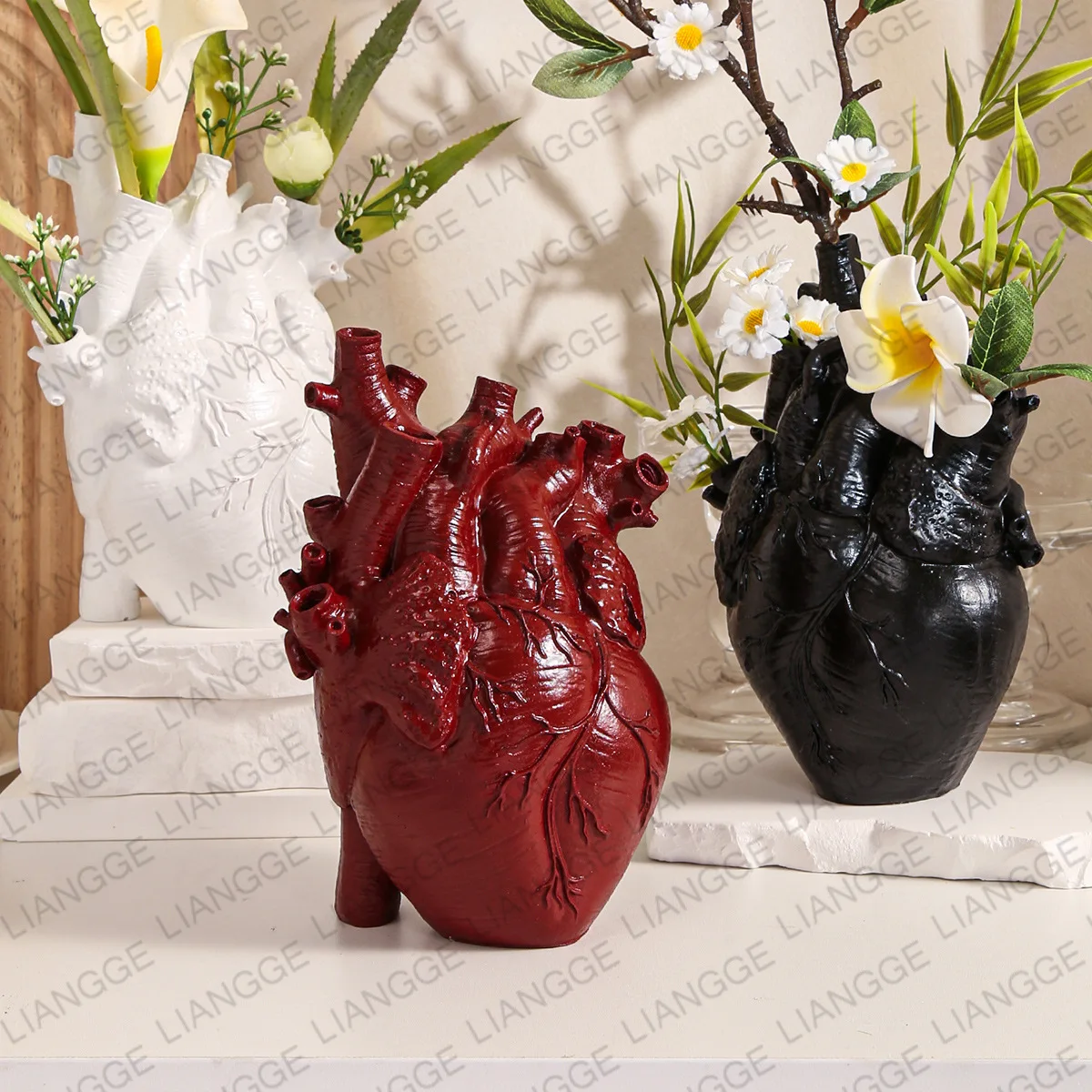 Heart Shaped Resin Vase Anatom - Hydroponic Grow Pod ulasan dan harga